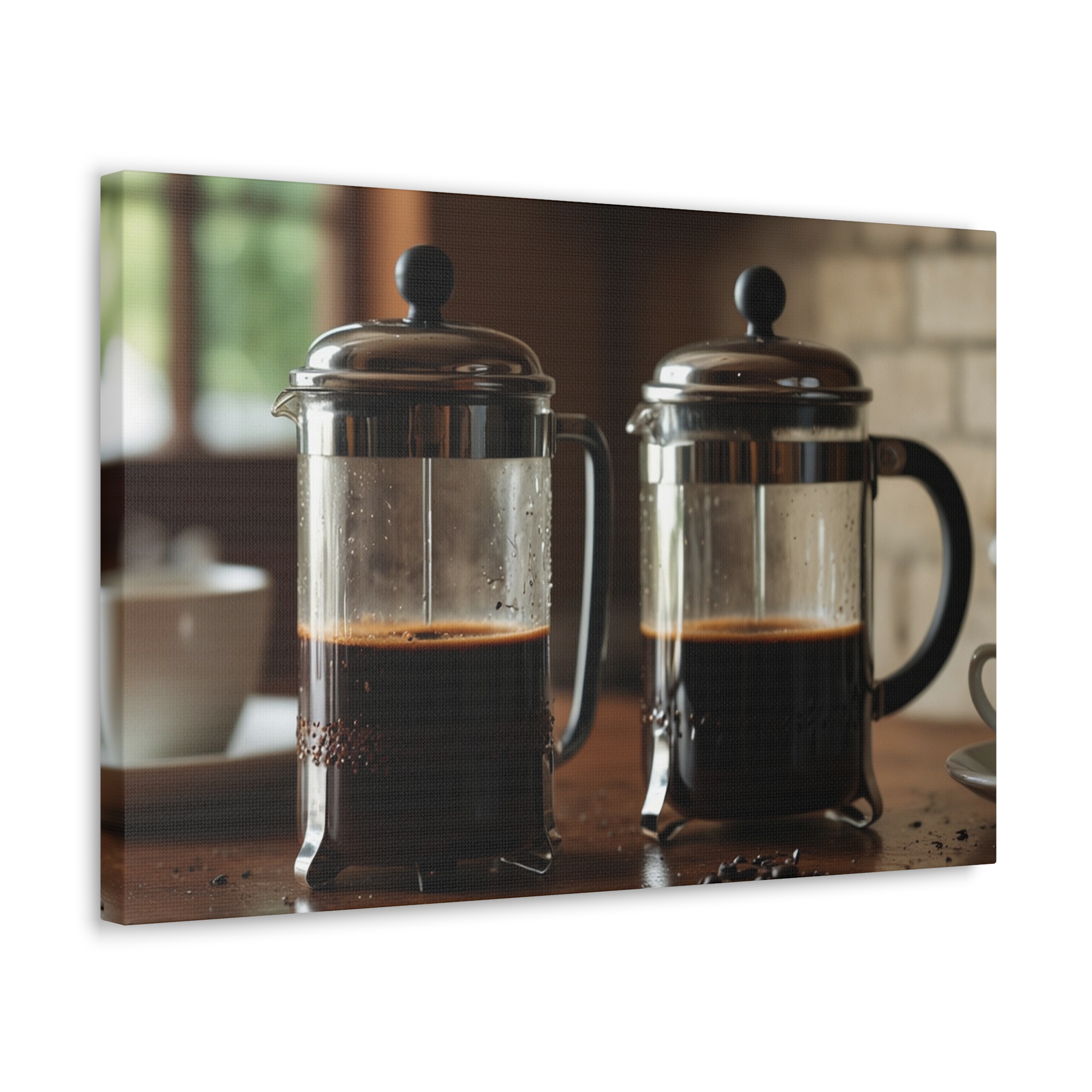 French Press Canvas - "French Press for Two" - Canvas Gallery Wraps - Image 9