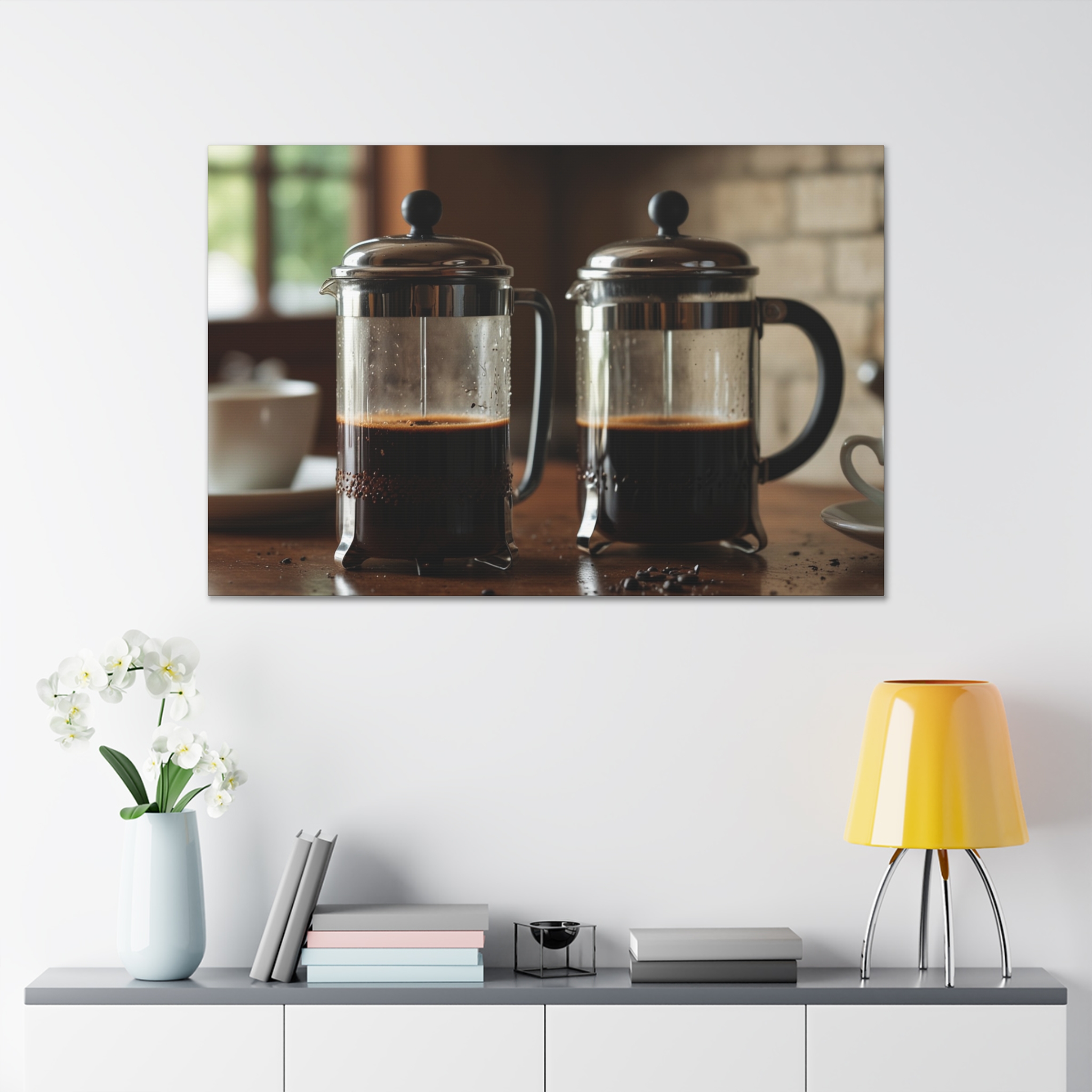 French Press Canvas - "French Press for Two" - Canvas Gallery Wraps - Image 3