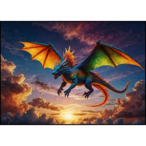 "Multi Colored Ancient Dragon" - Woven Blanket