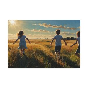 "Children Running in a Field"  - Canvas Gallery Wraps - Impressionistic Style