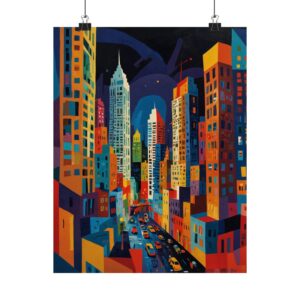 "Vibrant Cityscape" - Matte Vertical Posters - Pablo Picasso Style