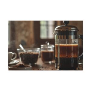 "Coffee Shop French Pressing"  - Canvas Gallery Wraps