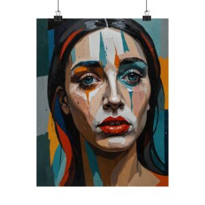 "Hopeful Yearning - Woman Portrait" - Matte Vertical Posters - Pablo Picasso Style