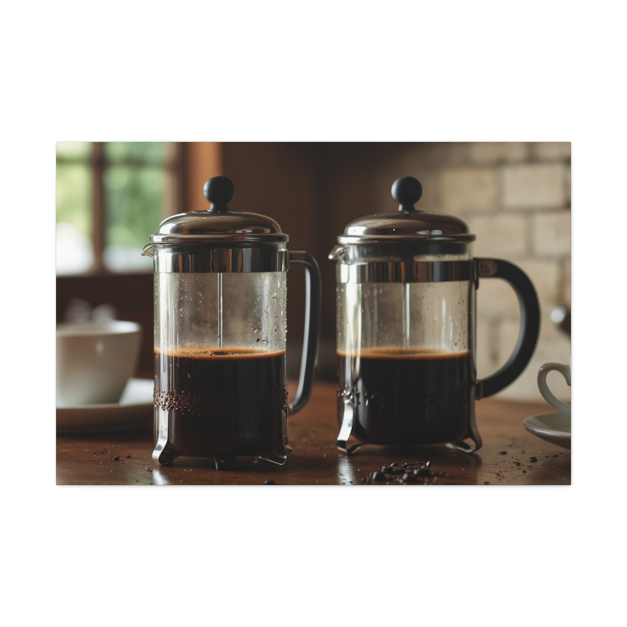French Press Canvas - "French Press for Two" - Canvas Gallery Wraps
