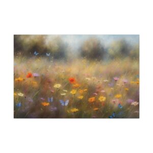 "Hazy Vision of Flowers & Butterflies" - Canvas Gallery Wraps - Impressionistic Style