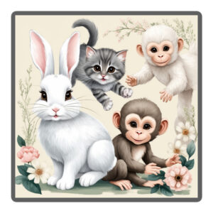 Cute Animals 3 5×5 in. Bubble-Free Stickers