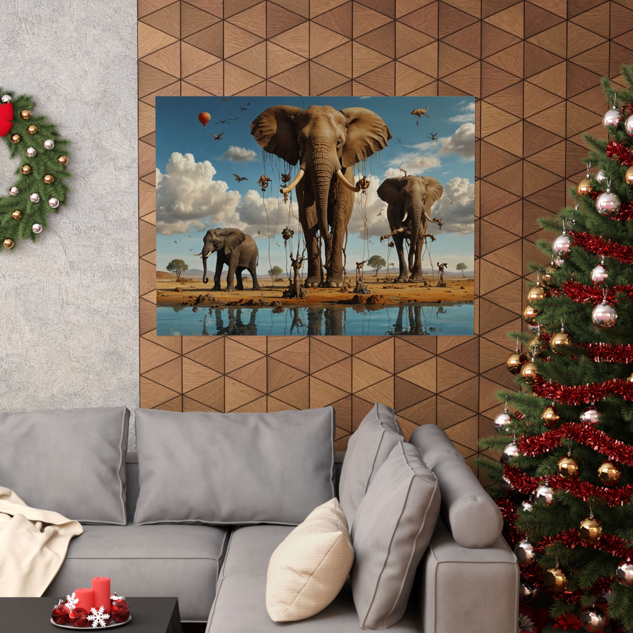 "Elephants on Earth Phones" - Matte Poster - in the Style of Salvador Dali - Image 16