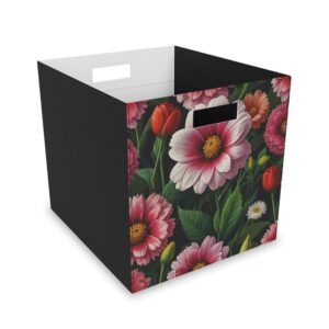 "Pink Perfection - Flowers" - Felt Storage Box for Organization, Office & Home Decluttering