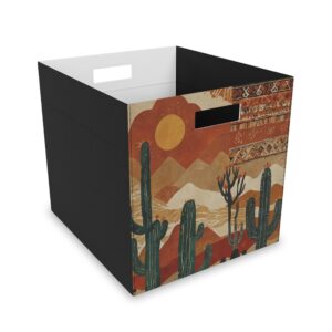 "Desert & Cactuses" - Felt Storage Box for Organization, Office & Home Decluttering