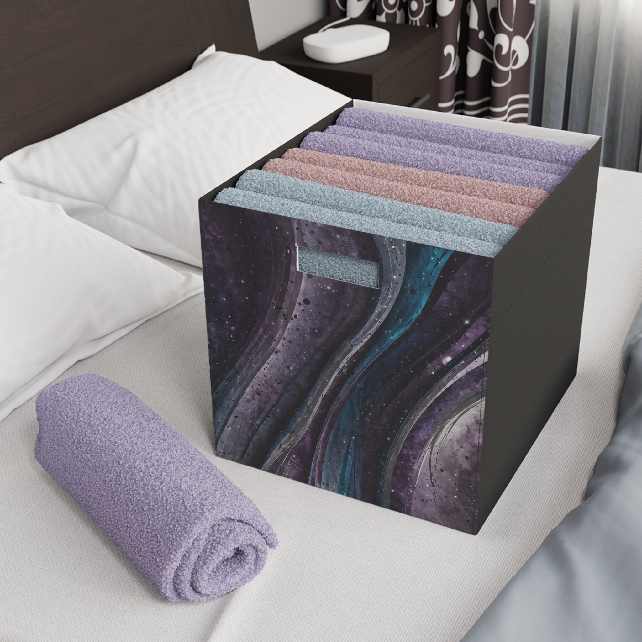 "Outer Space Marble 2" - Felt Storage Box for Organization, Office & Home Decluttering - Image 4