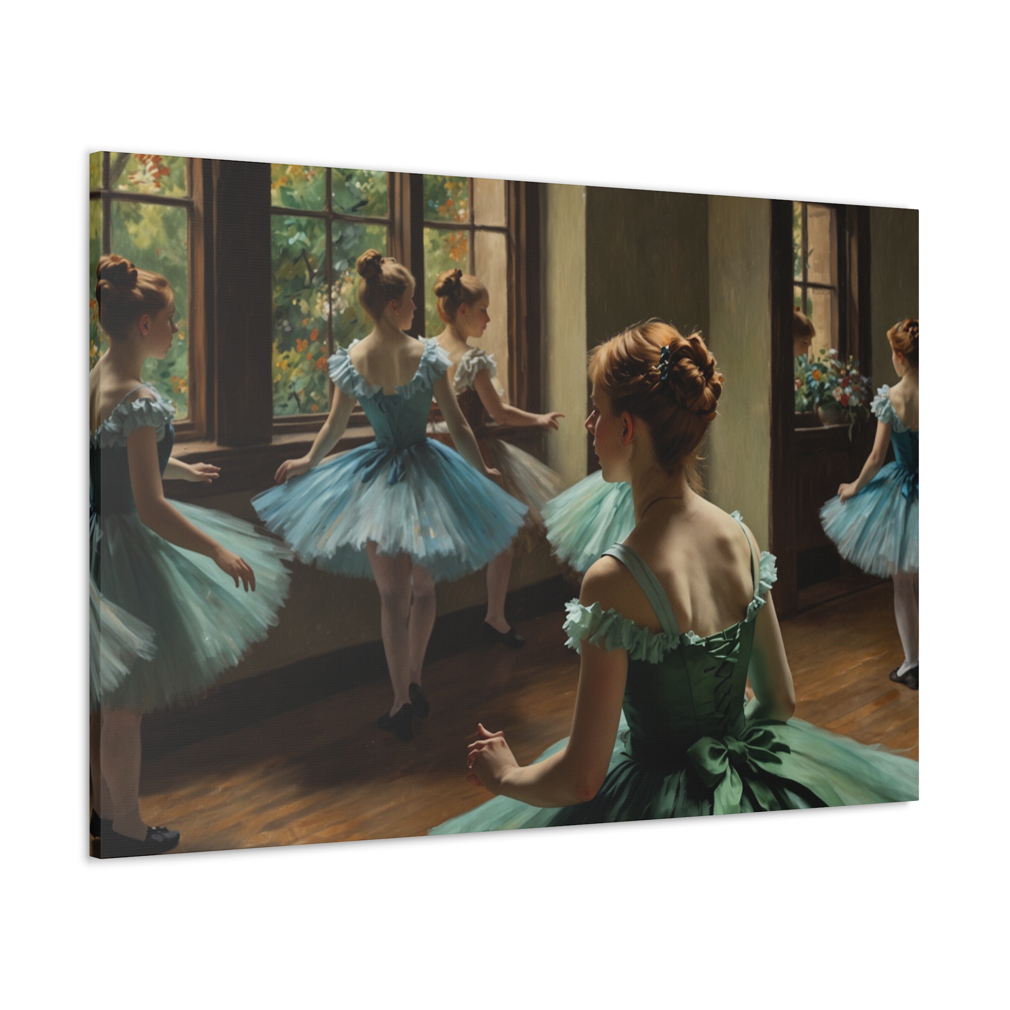 "Ballet Warm Up Before the Show" - Canvas Gallery Wraps - in the Impressionistic Style of Edgar Degas - Image 2