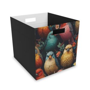 "Cranky Birds" -  Felt Storage Box for Organization, Office & Home Decluttering