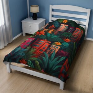 Velveteen Plush Blanket - "Tropical Vacation" Design