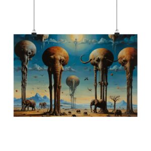 "Elephant Distant Cousins" - Matte Poster - in the Style of Salvador Dali