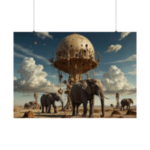 "Elephant Central Community Phone Stations" - Matte Poster - in the Style of Salvador Dali