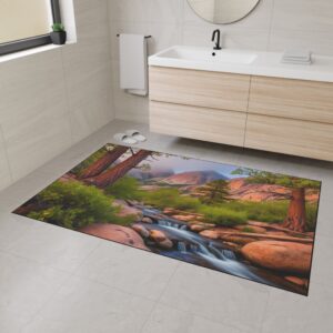 Heavy Duty Floor Mat - "Misty Morning Mountain Tops" Design