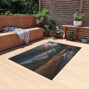Outdoor Rug - "Mountain Streams and Evening Clouds" Design