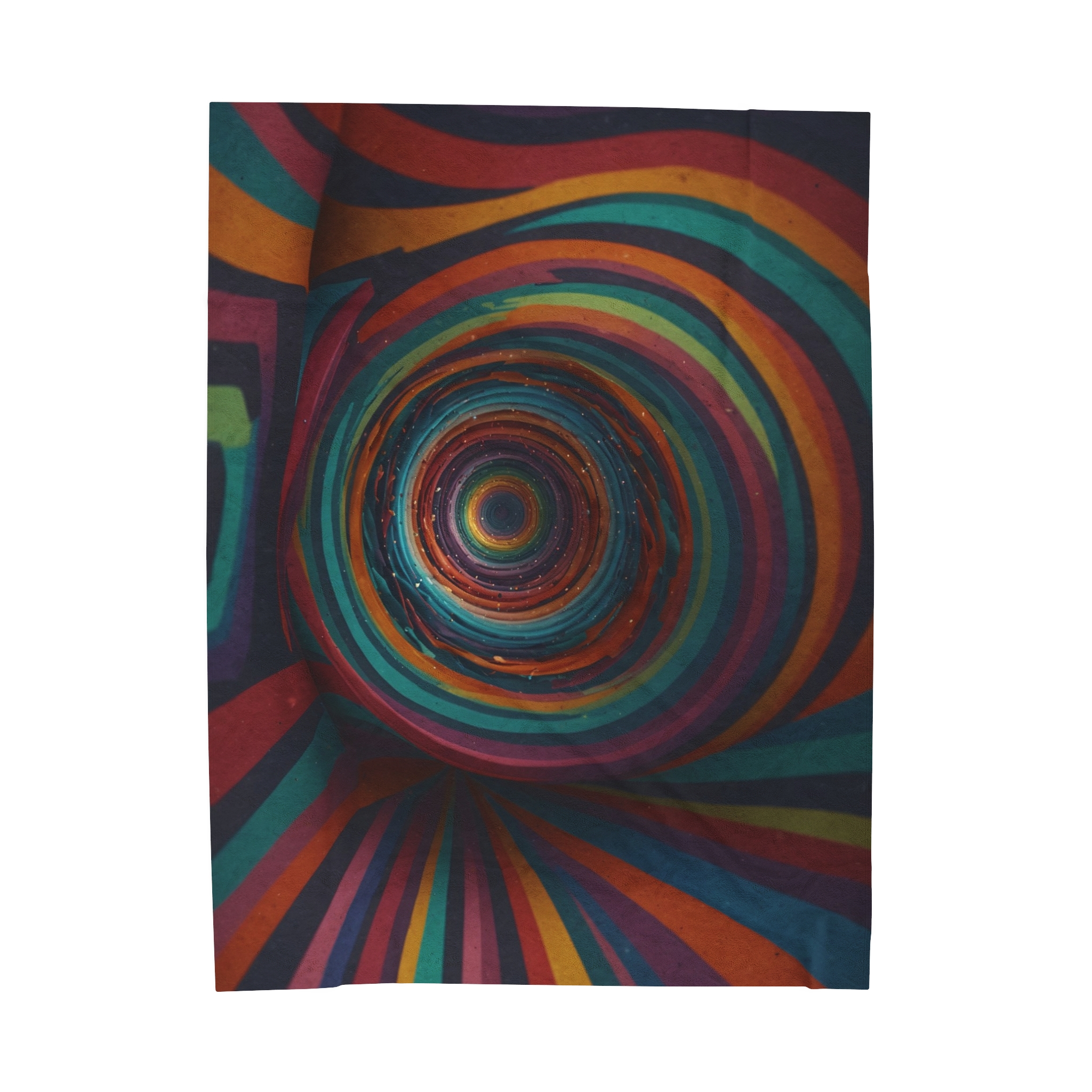 Velveteen Plush Blanket - "Rainbow Vortex" Design - Image 2