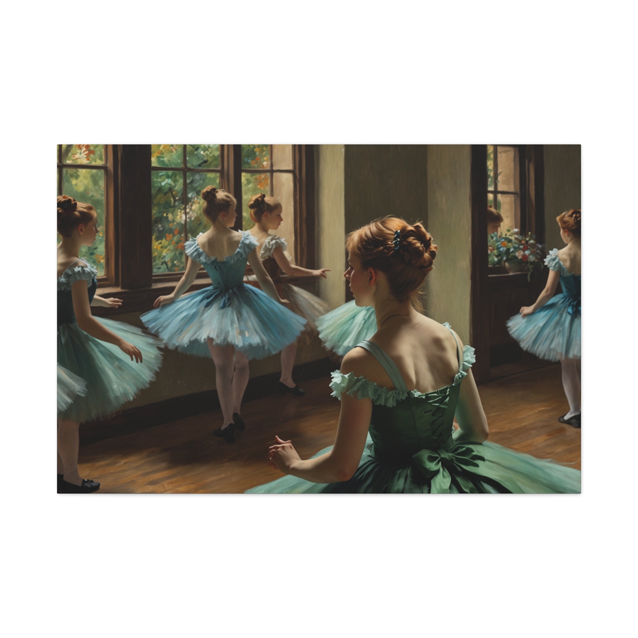 "Ballet Warm Up Before the Show" - Canvas Gallery Wraps - in the Impressionistic Style of Edgar Degas