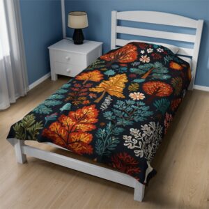Velveteen Plush Blanket - "Fall Wonderland" Design