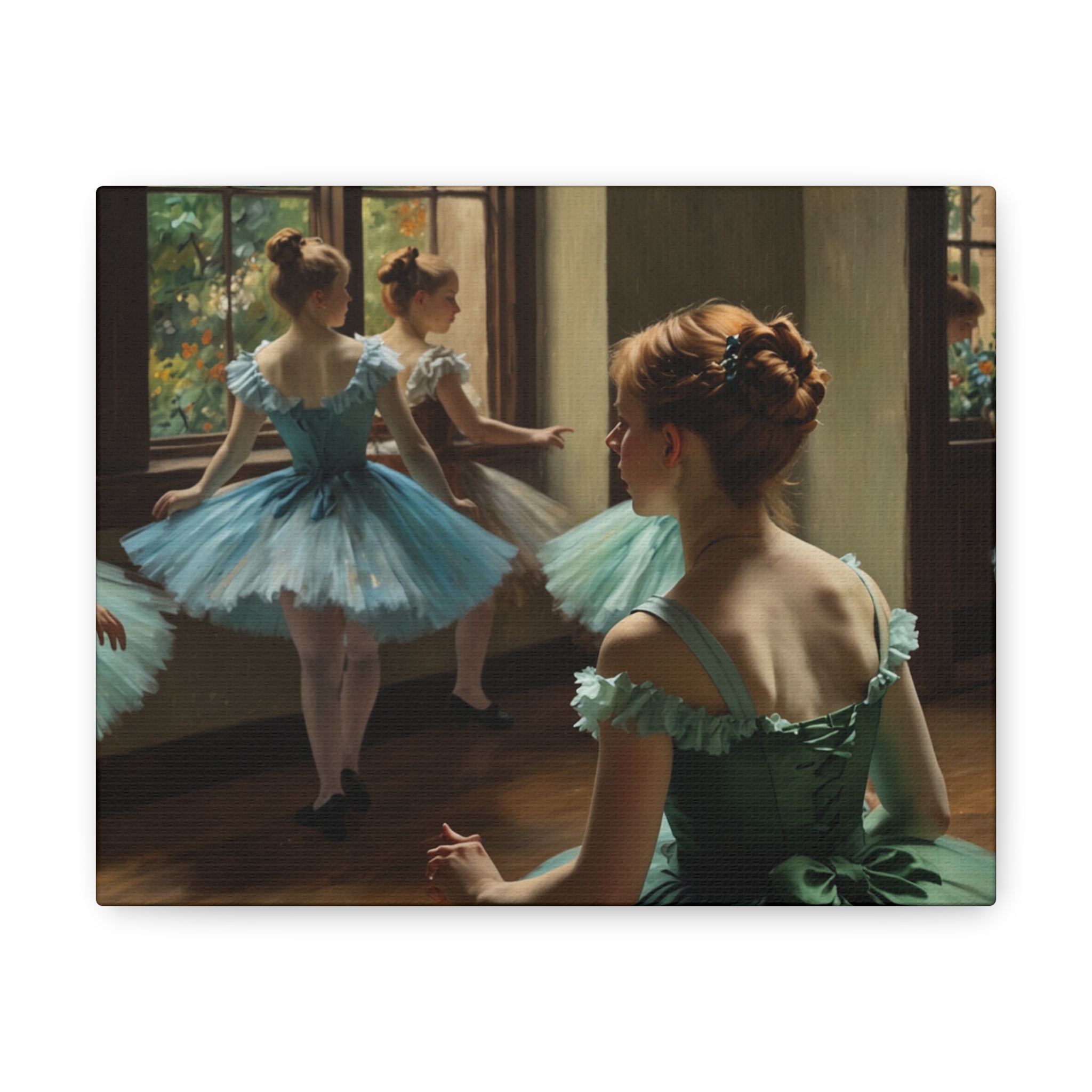 "Ballet Warm Up Before the Show" - Canvas Gallery Wraps - in the Impressionistic Style of Edgar Degas - Image 4