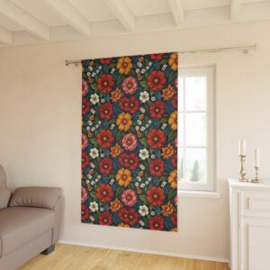 "Power Flowers" -  Blackout Window Curtains  - (1 Piece)