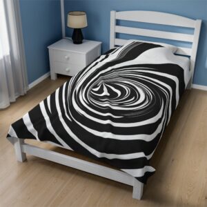 Velveteen Plush Blanket - "Zebra Energy Vortex" Design