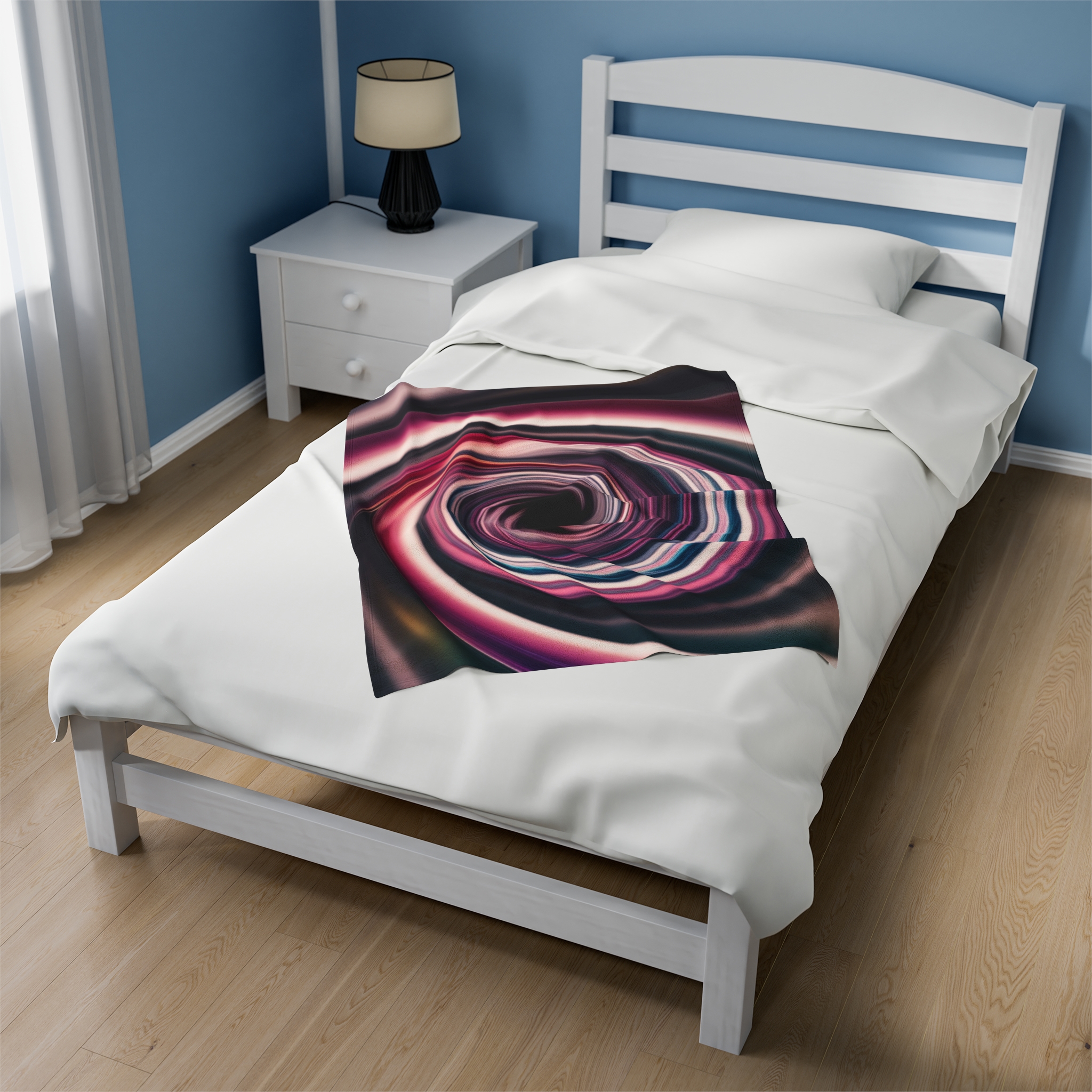 Velveteen Plush Blanket - "Pink Swirl Energy Vortex 2" Design - Image 7