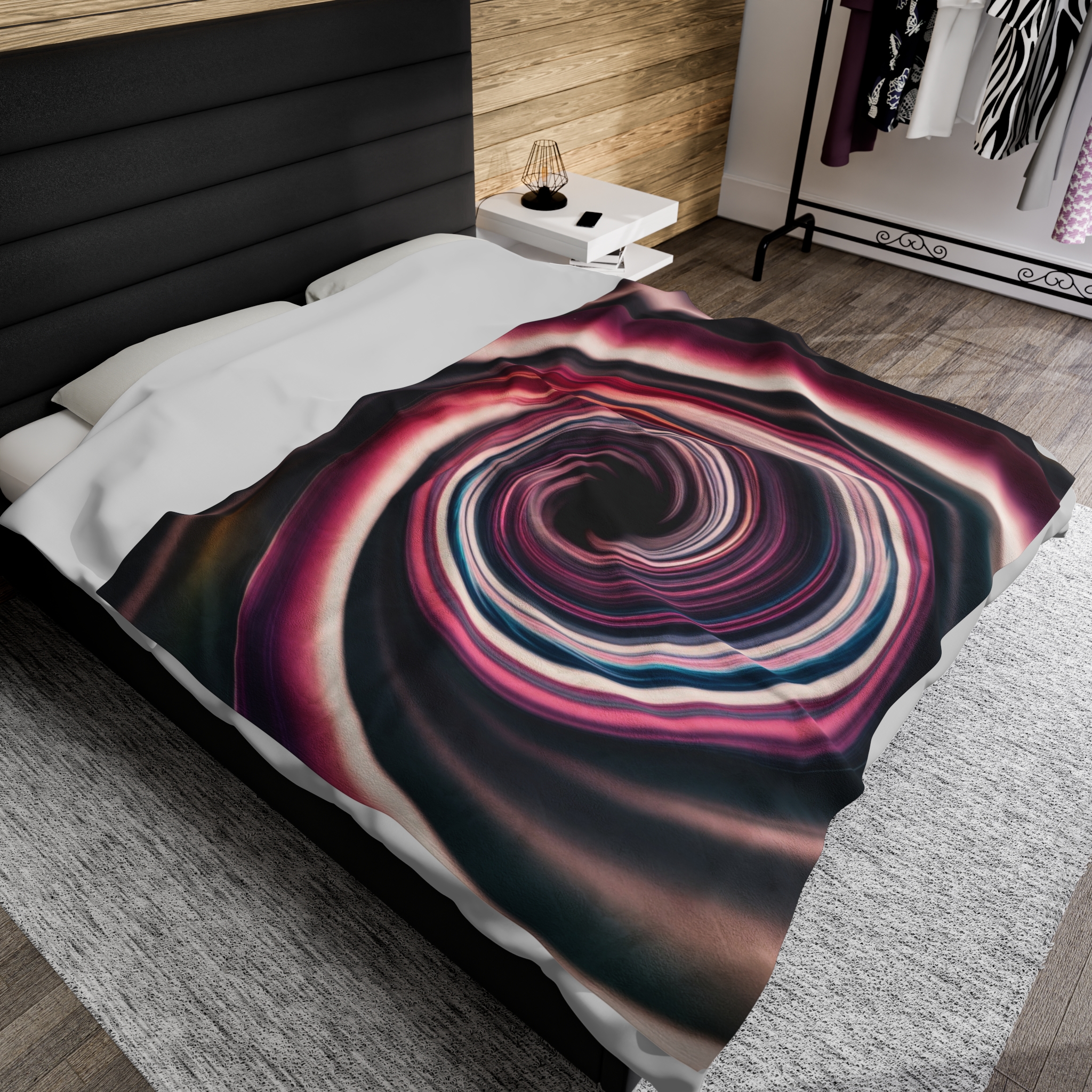 Velveteen Plush Blanket - "Pink Swirl Energy Vortex 2" Design - Image 4