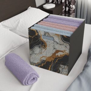 "Black & Gold Marble V.2" -  Felt Storage Box for Organization, Office & Home Decluttering