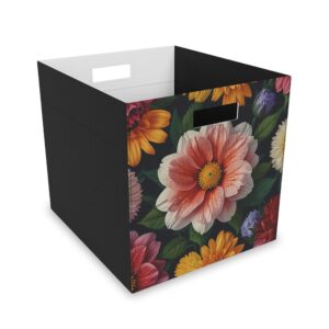 "Happy Flowers" - Felt Storage Box for Organization, Office & Home Decluttering