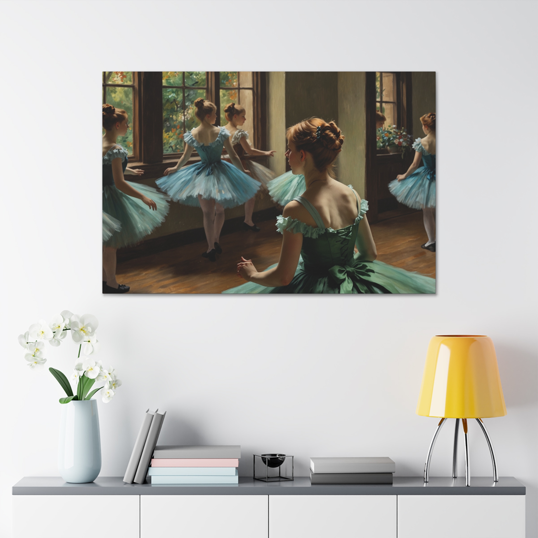 "Ballet Warm Up Before the Show" - Canvas Gallery Wraps - in the Impressionistic Style of Edgar Degas - Image 3