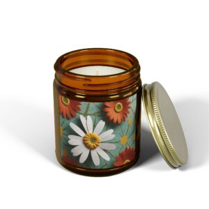 "Friendly Flowers" Design - Scented Candles, Coconut Apricot Wax (4oz, 9oz)