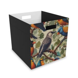 "Bird Meeting" - Felt Storage Box for Organization, Office & Home Decluttering