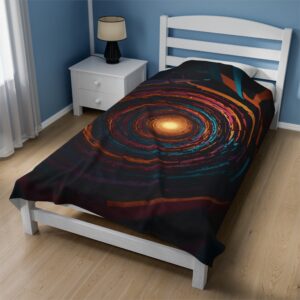 Velveteen Plush Blanket - "Solar Energy Vortex" Design