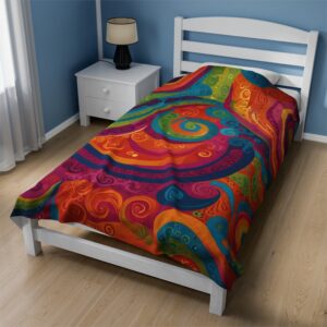 Velveteen Plush Blanket - "Colorful Ole'" Design