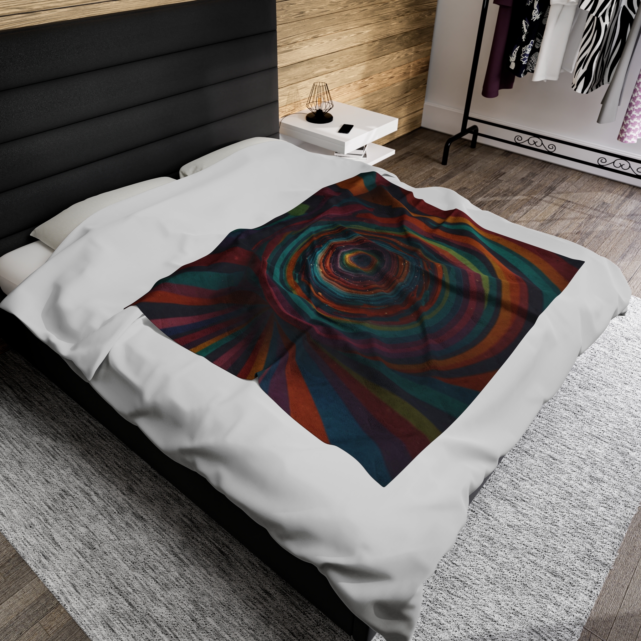 Velveteen Plush Blanket - "Rainbow Vortex" Design - Image 12