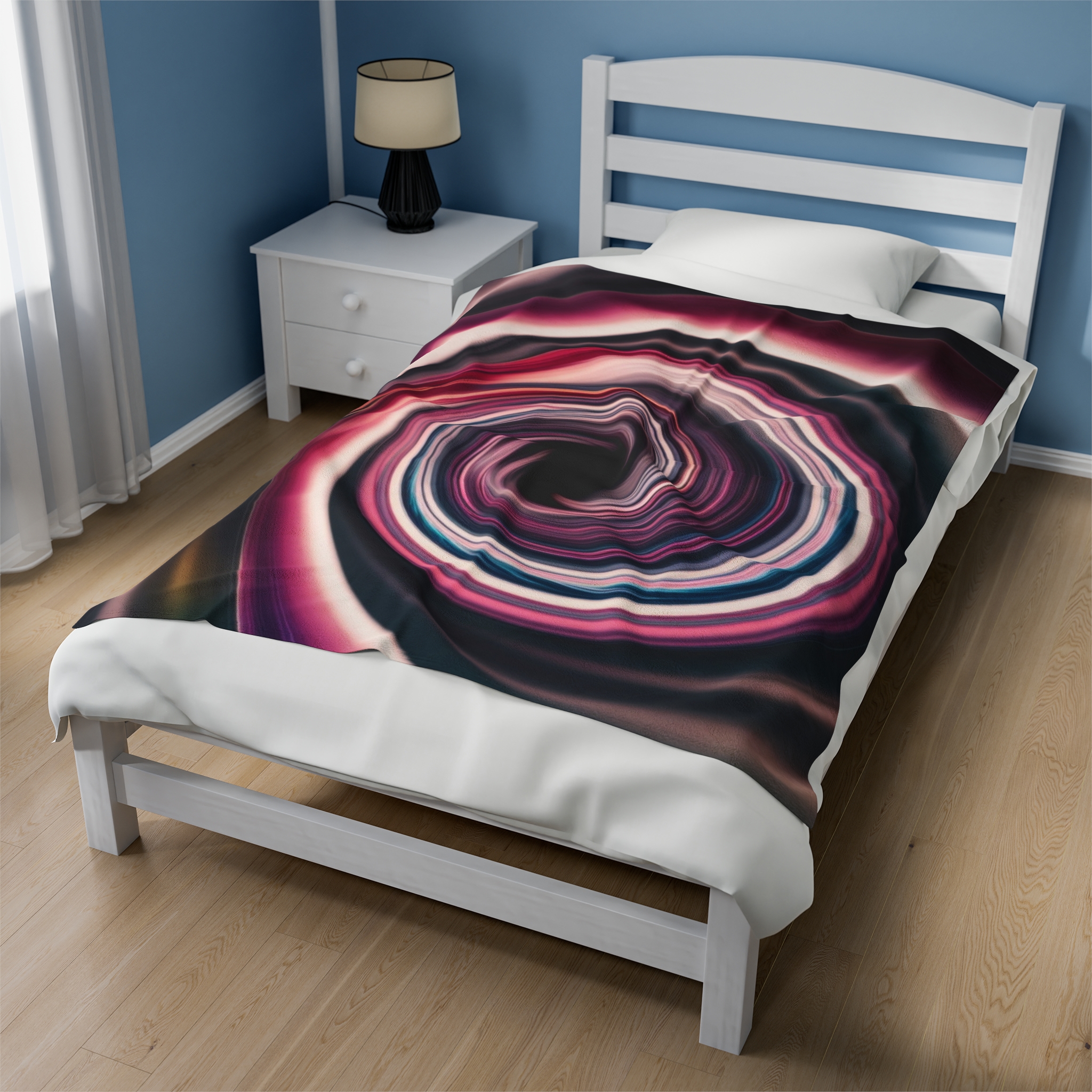 Velveteen Plush Blanket - "Pink Swirl Energy Vortex 2" Design - Image 11