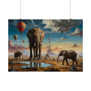 "'This Planet Stinks' Disappointed Elephant in New World" - Matte Poster - in the Style of Salvador Dali