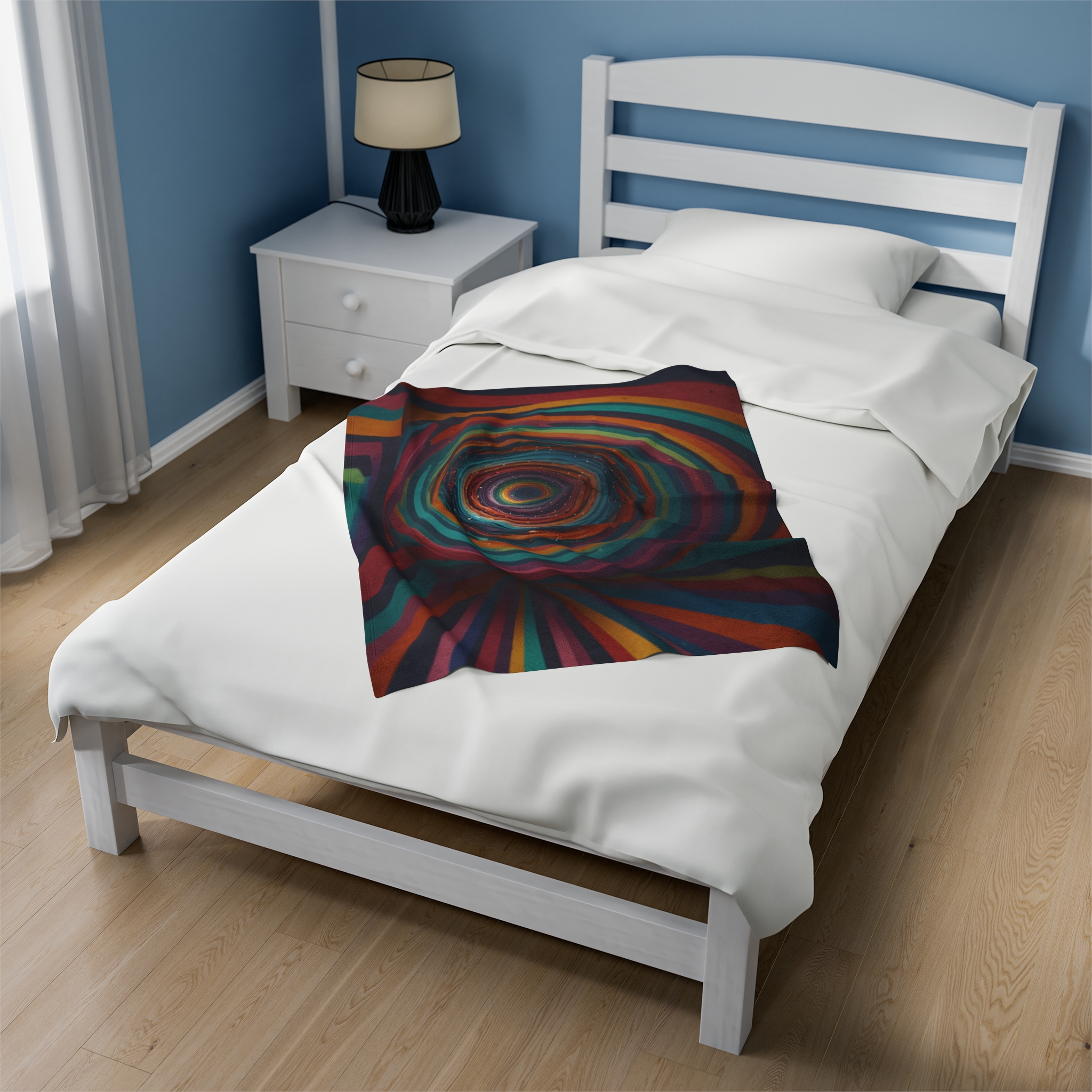 Velveteen Plush Blanket - "Rainbow Vortex" Design - Image 7
