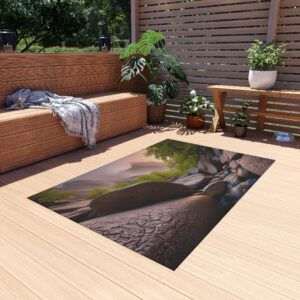 Outdoor Rug - "Morning Haze Mountain Side" Design