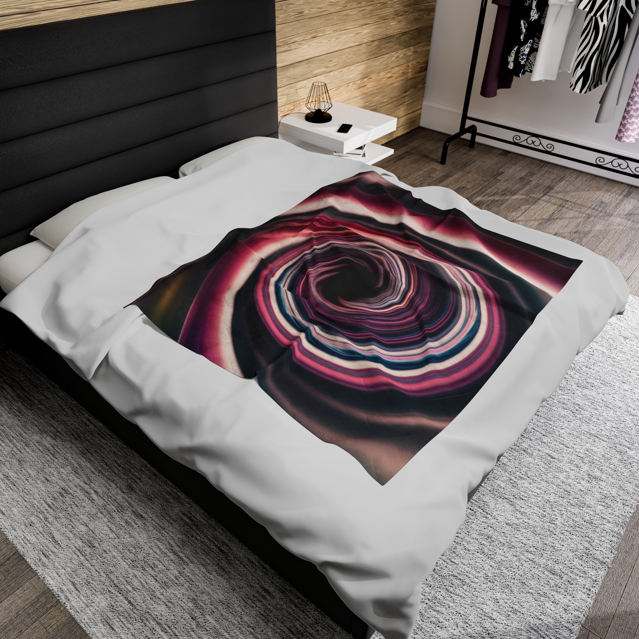 Velveteen Plush Blanket - "Pink Swirl Energy Vortex 2" Design - Image 12