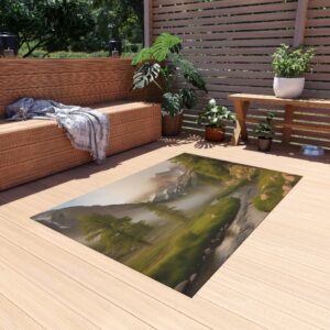 Outdoor Rug - "Misty Mountain Fog" Design