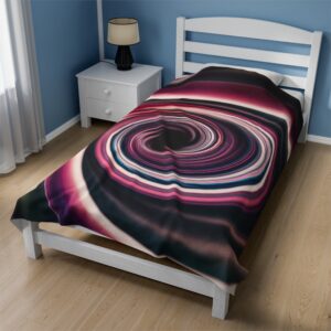Velveteen Plush Blanket - "Pink Swirl Energy Vortex 2" Design