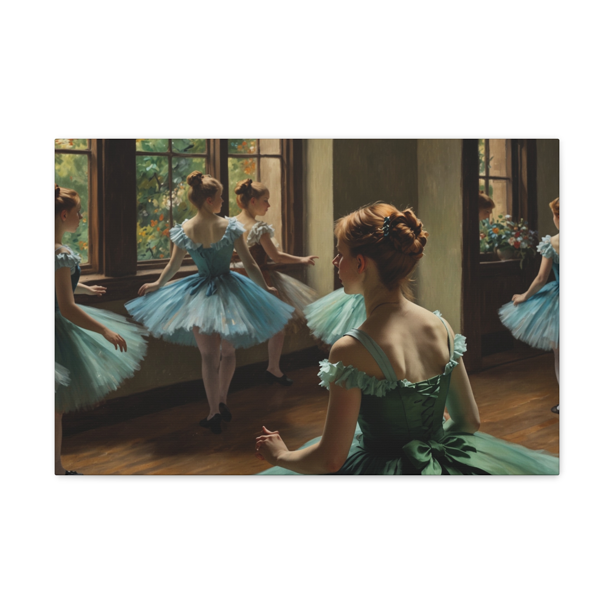 "Ballet Warm Up Before the Show" - Canvas Gallery Wraps - in the Impressionistic Style of Edgar Degas - Image 8