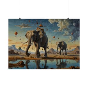 "Giant Elephant Rides" - Matte Poster - in the Style of Salvador Dali
