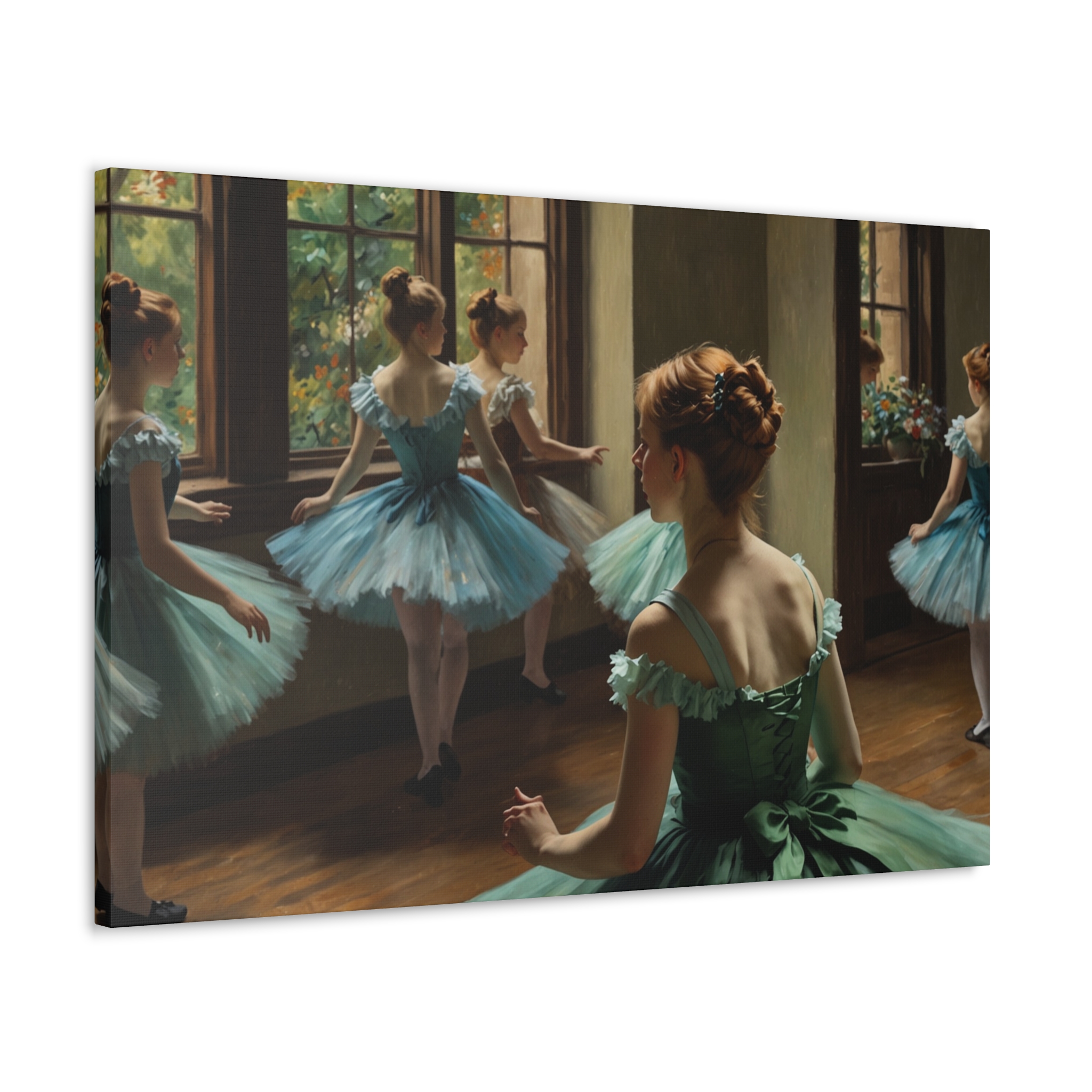"Ballet Warm Up Before the Show" - Canvas Gallery Wraps - in the Impressionistic Style of Edgar Degas - Image 12