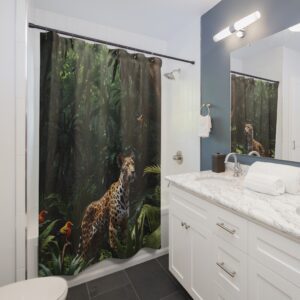 "Jungle Leopard on Watch" Designed Shower Curtains