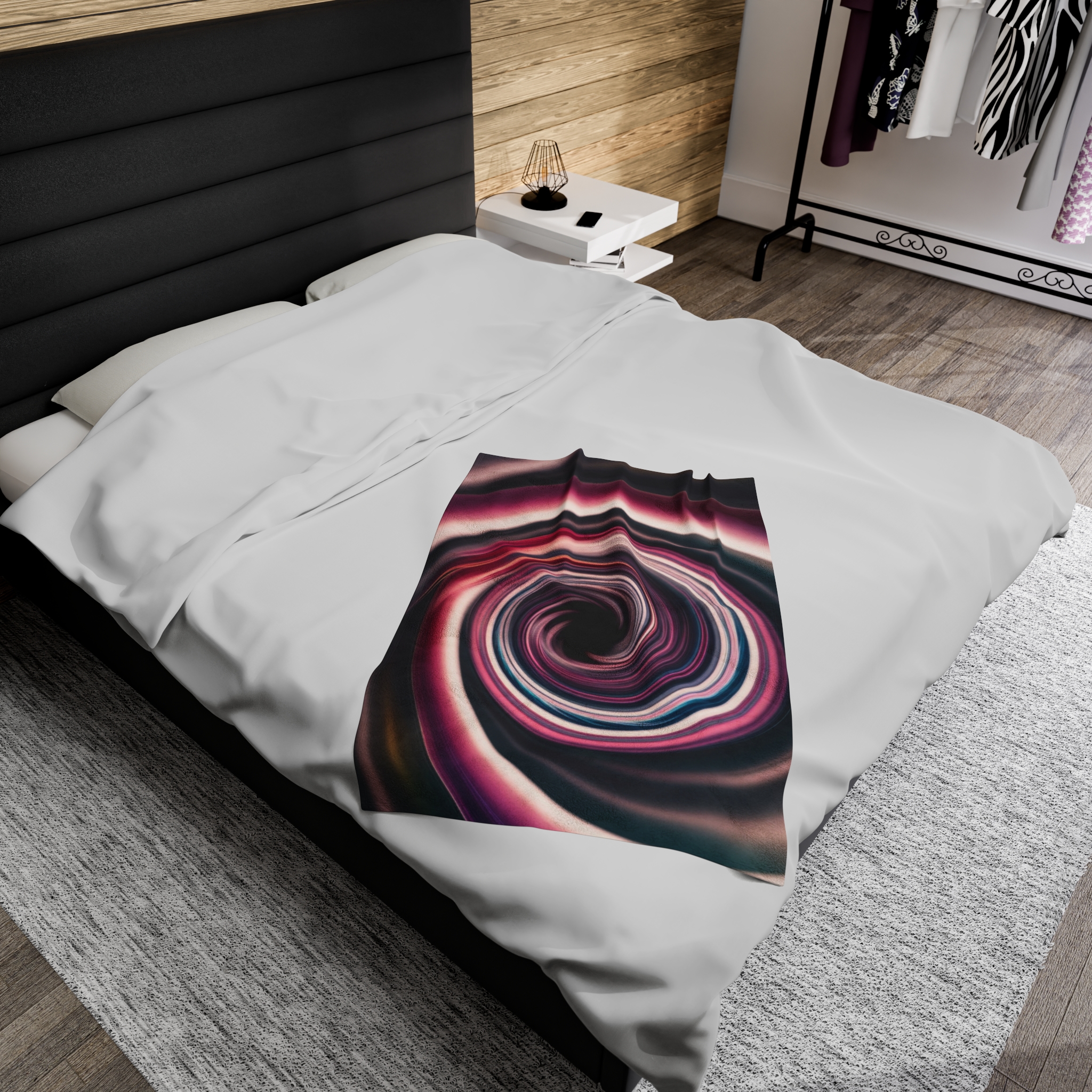 Velveteen Plush Blanket - "Pink Swirl Energy Vortex 2" Design - Image 8
