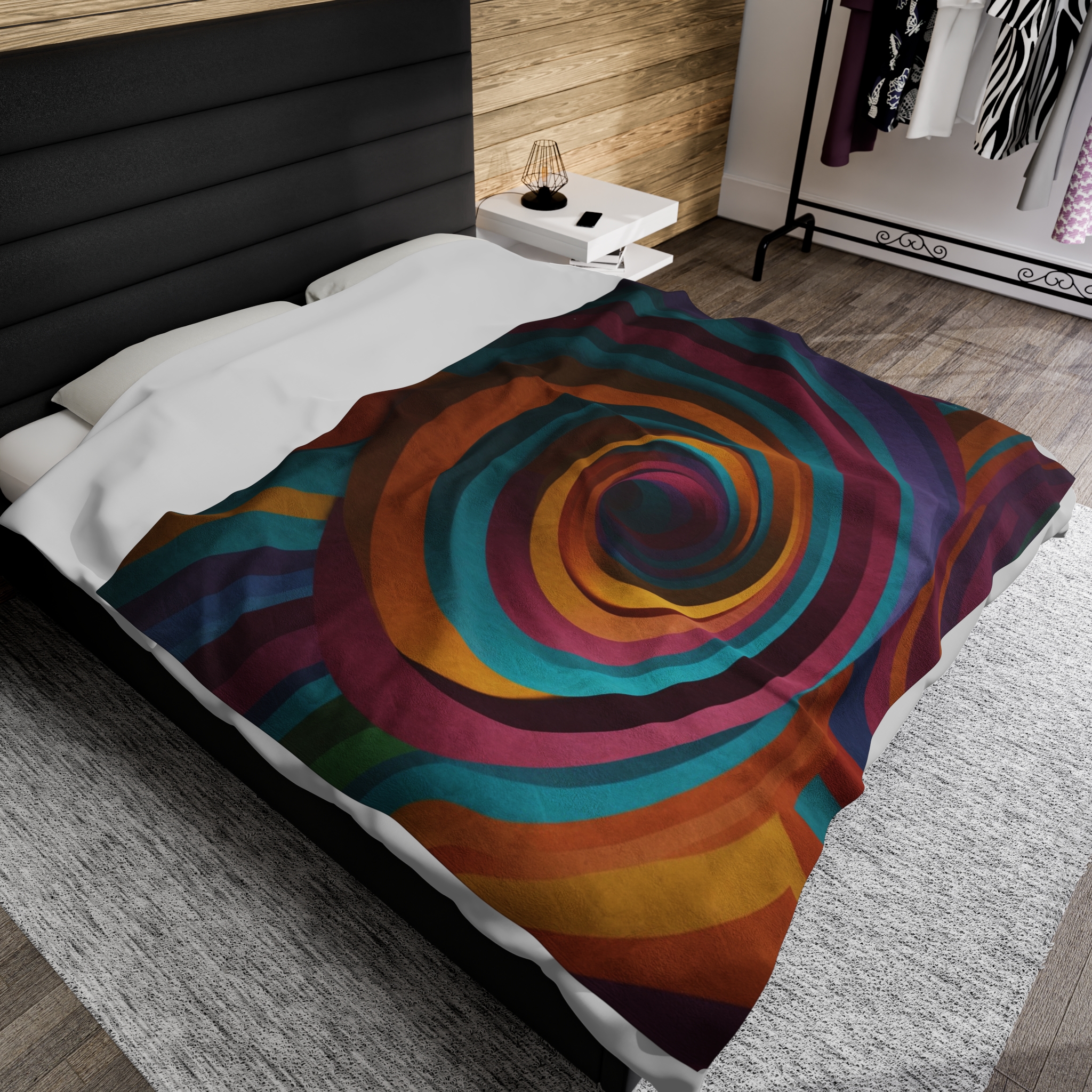 Velveteen Plush Blanket - "Candy Vortex" Design - Image 4